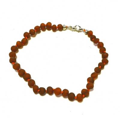 Adult Adjustable Unpolished Cognac Amber Bracelet